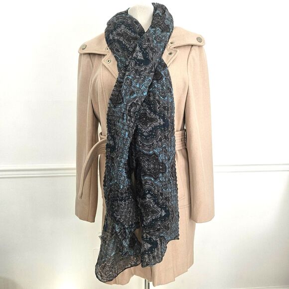 VAN HEUSEN Blue Gray Multicolored Classic Paisley Scarf Large 38" x 77" - Picture 8 of 11